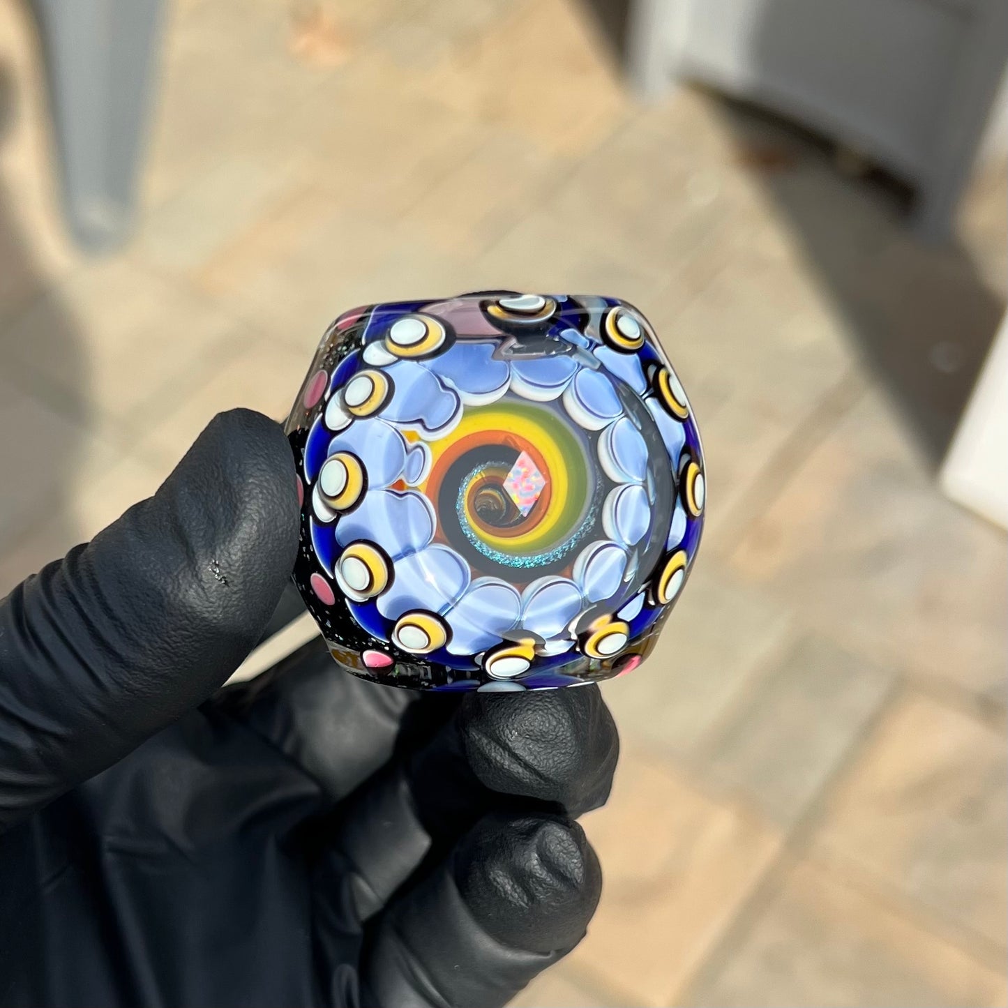 3inch UV Opal Eater Cave Marble and Stand Set