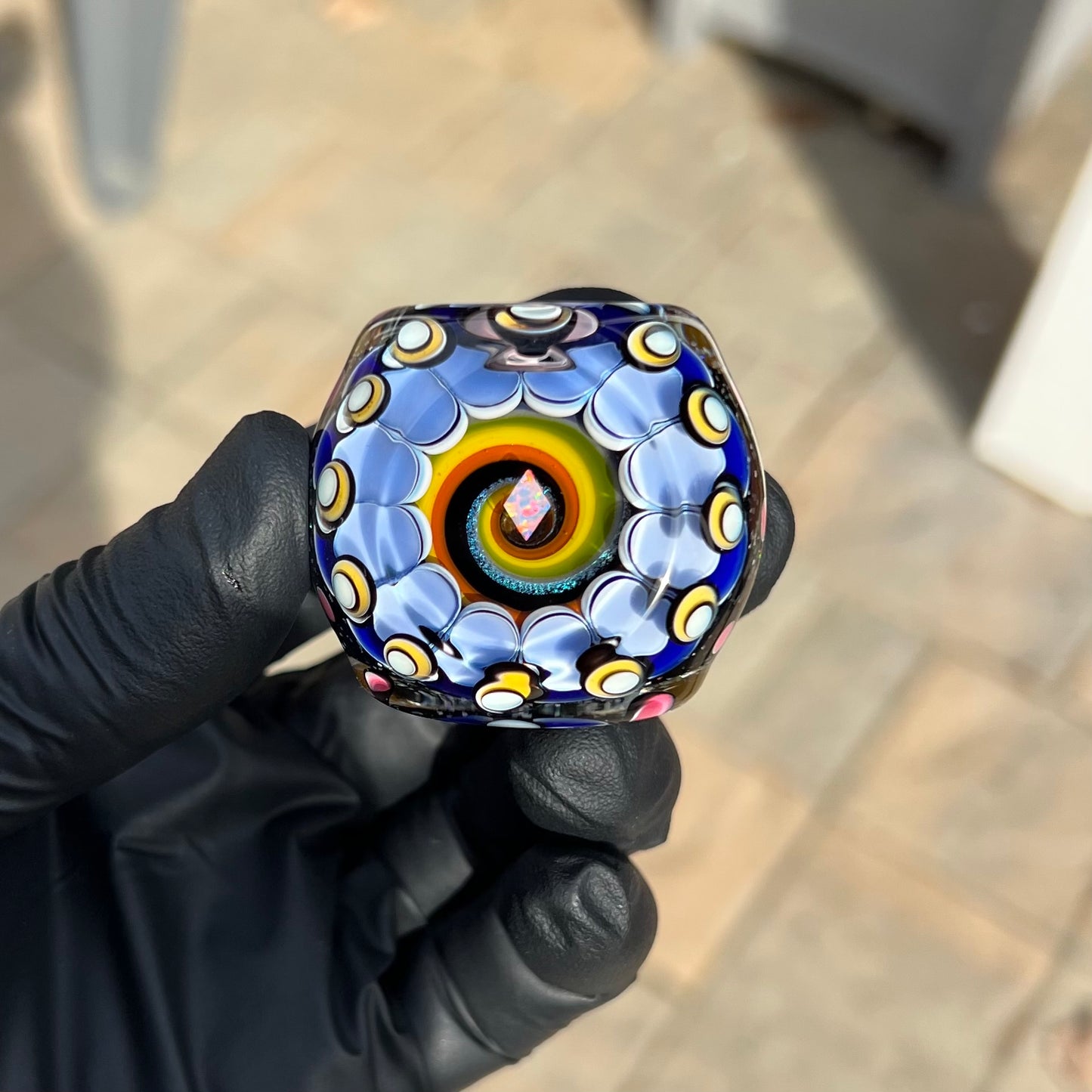 3inch UV Opal Eater Cave Marble and Stand Set