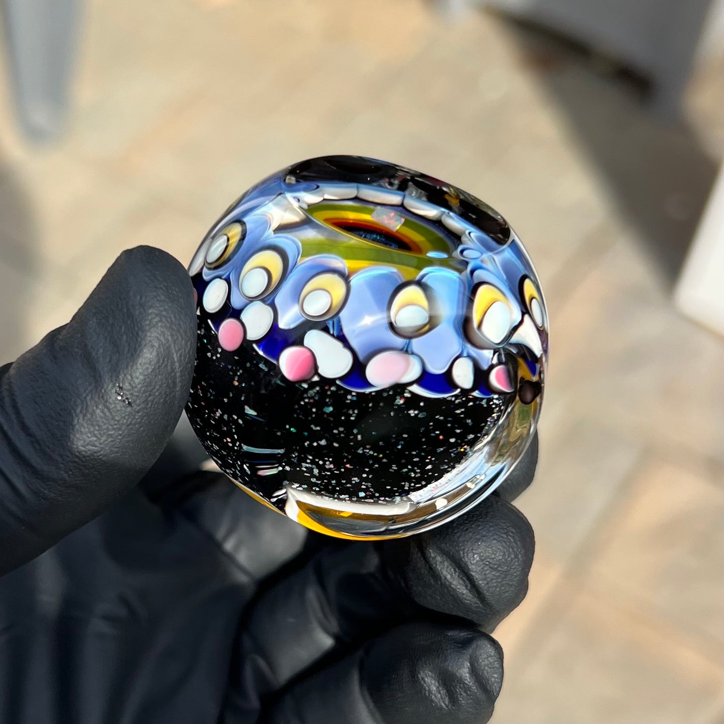 3inch UV Opal Eater Cave Marble and Stand Set