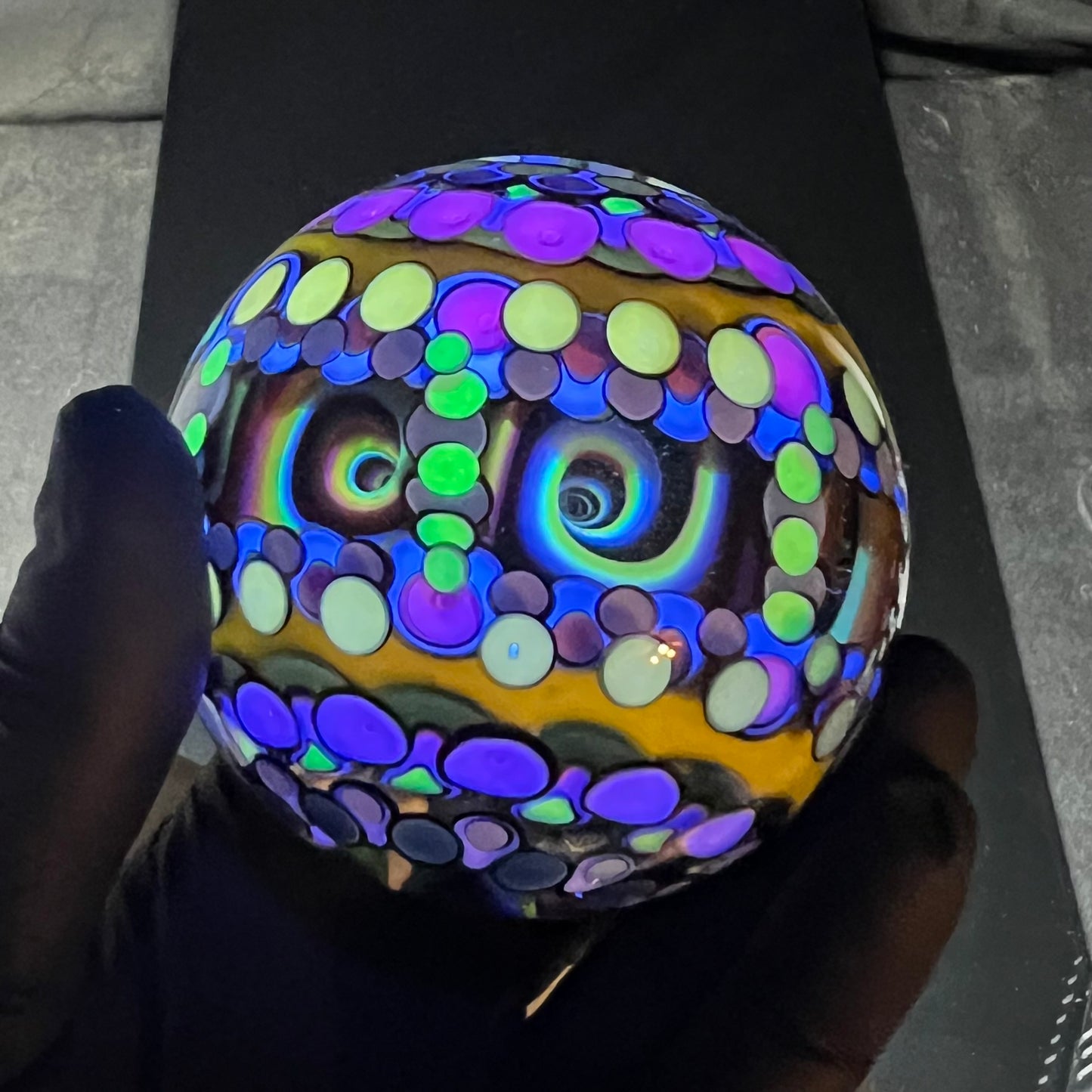 3 inch UV Opal Eater Cave Marble