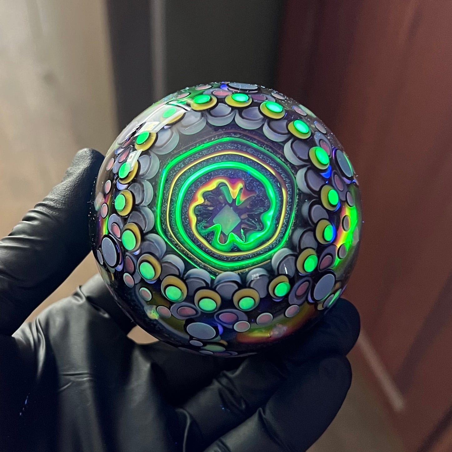 3inch UV Opal Eater Cave Marble and Stand Set