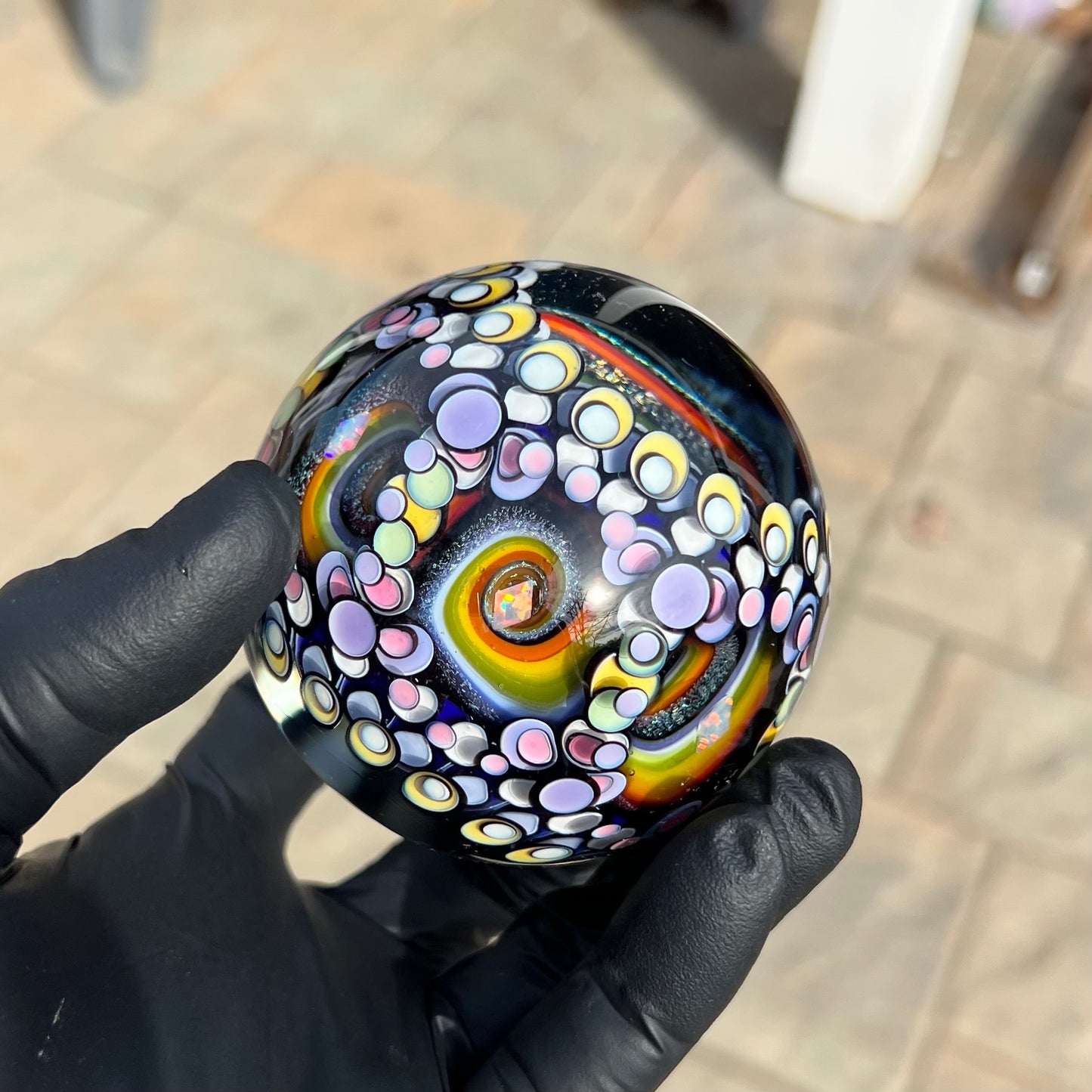 3inch UV Opal Eater Cave Marble and Stand Set