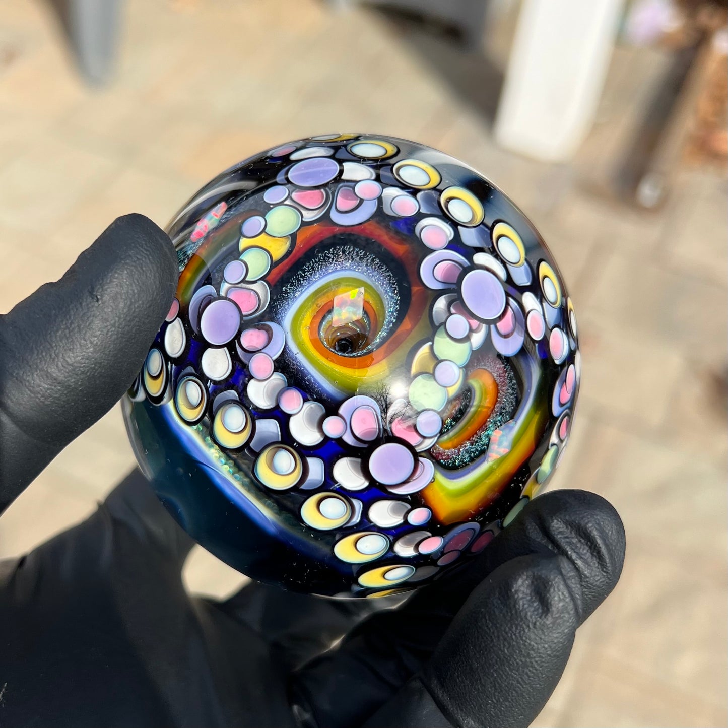 3inch UV Opal Eater Cave Marble and Stand Set