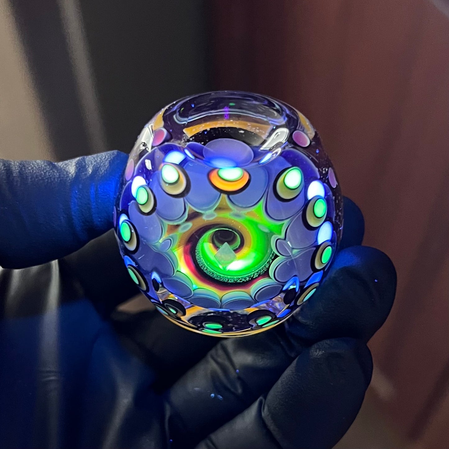 3inch UV Opal Eater Cave Marble and Stand Set
