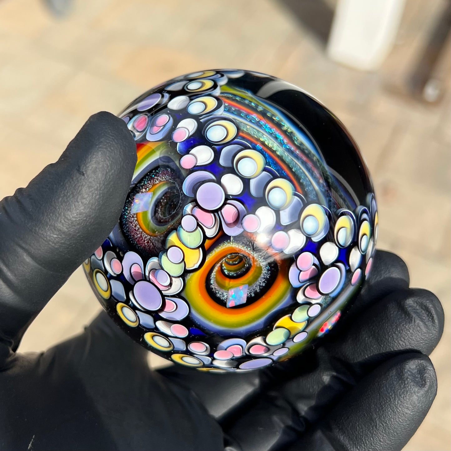 3inch UV Opal Eater Cave Marble and Stand Set