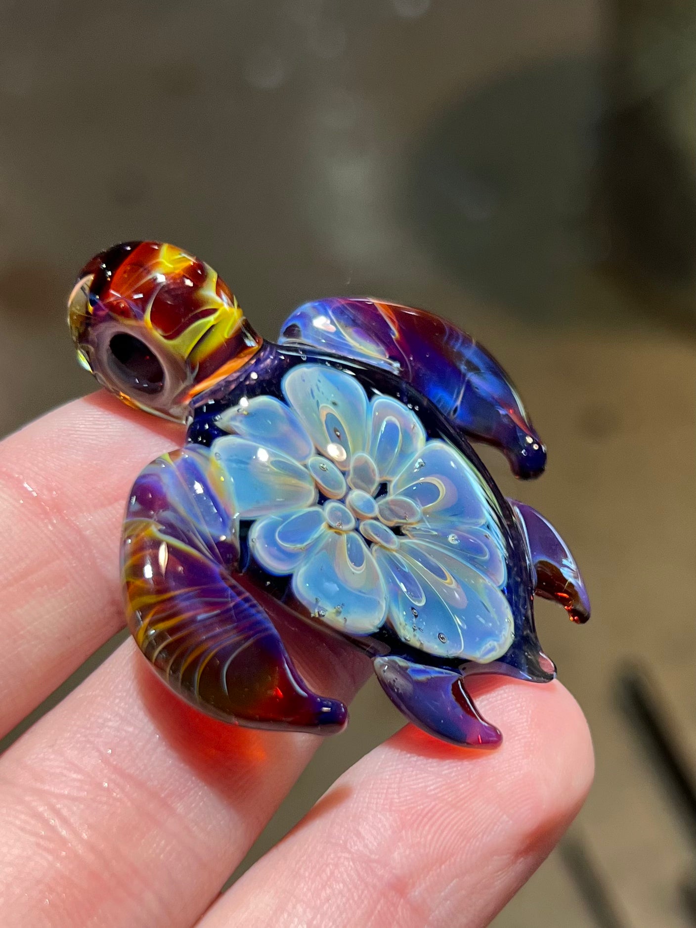 Glass sea turtle online pendant