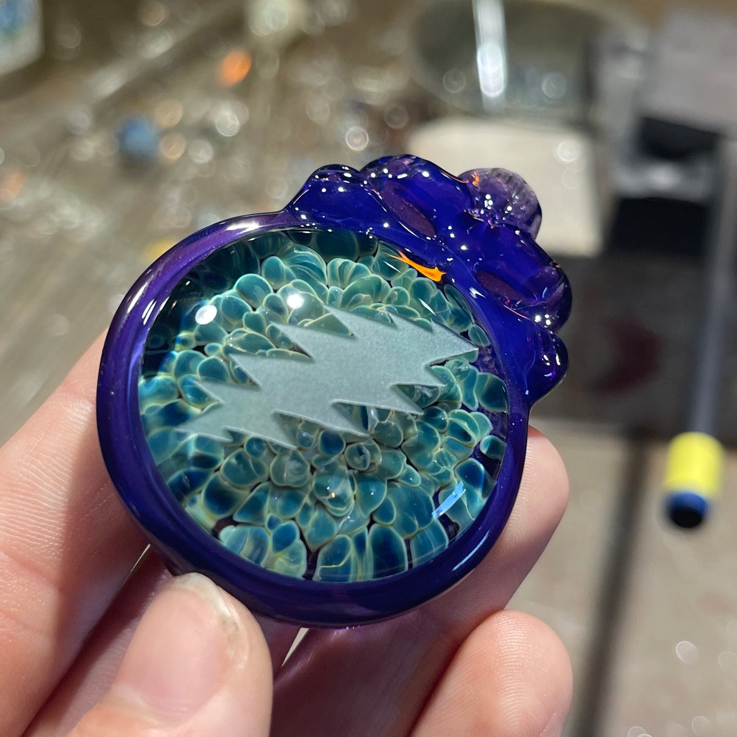 Stealie Pendant with Carved Bolt