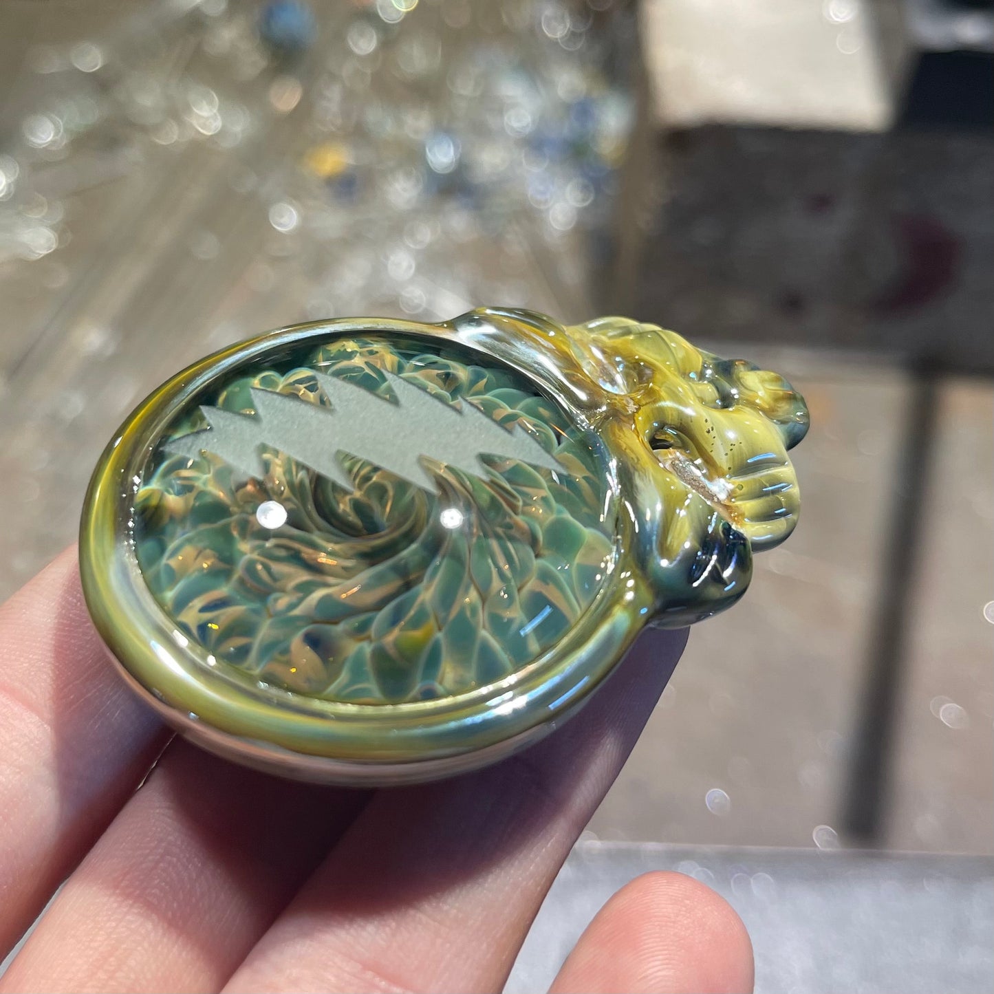 Stealie Pendant with Carved Bolt