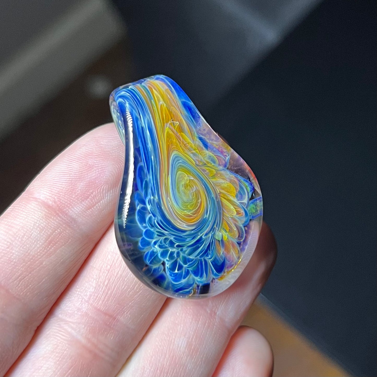 Color Burst Swirl Teardrop Pendant