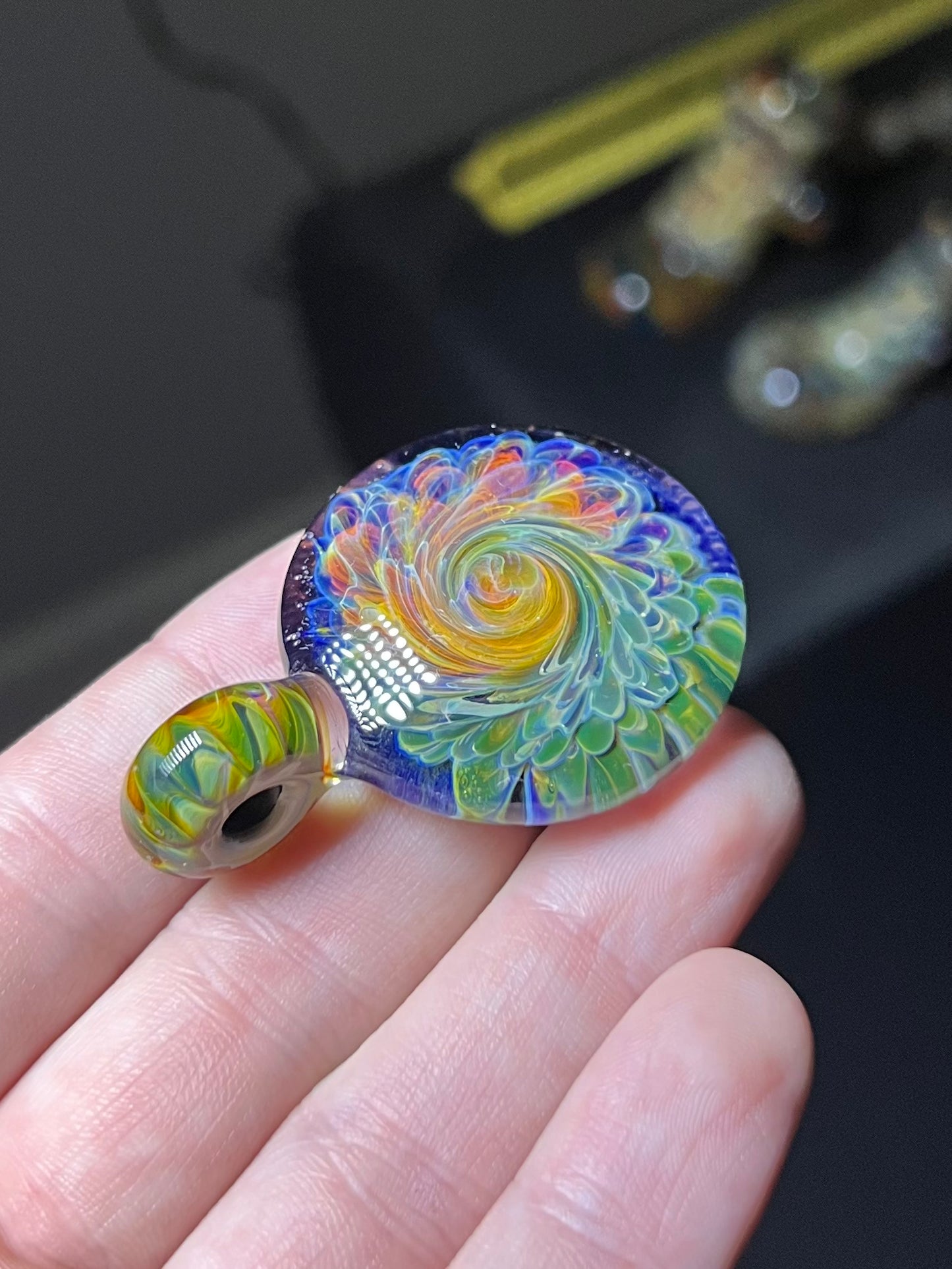 Color Burst Swirl Pendant #3A