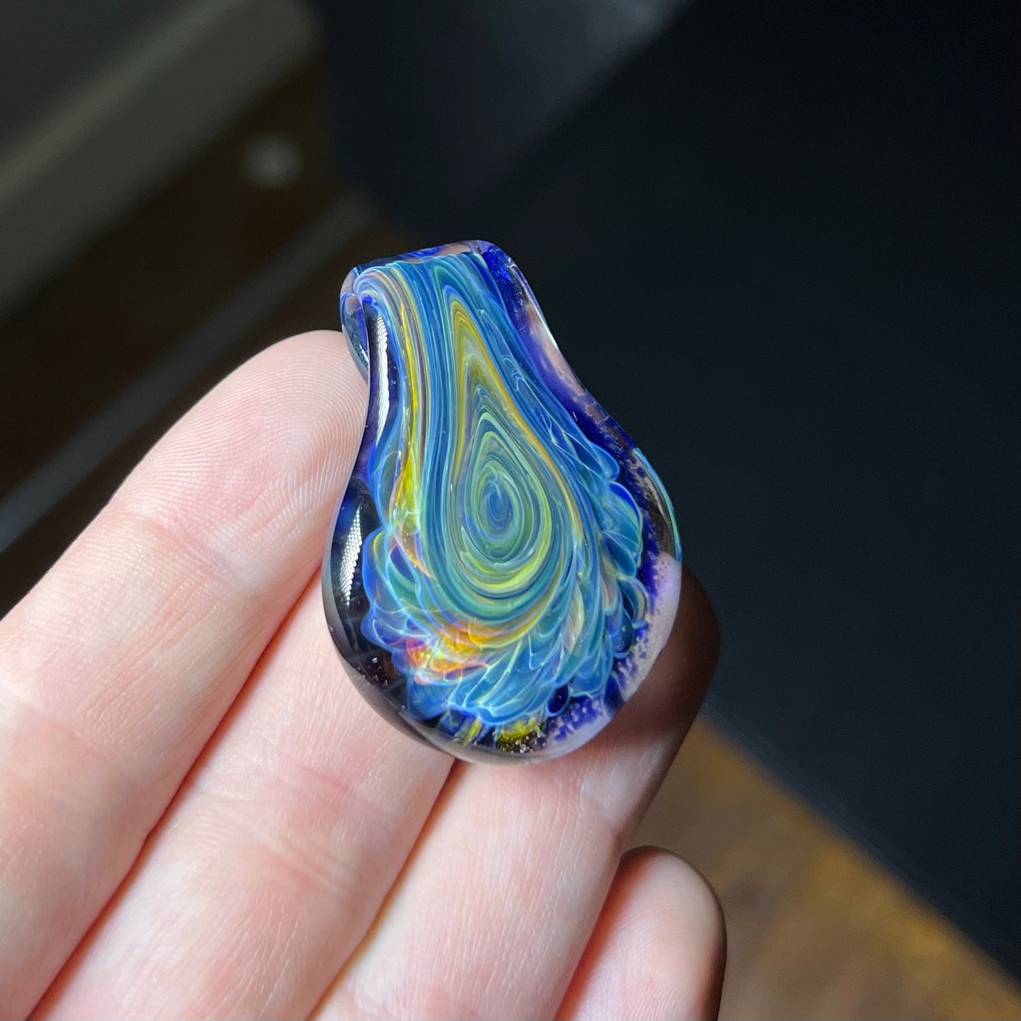 Color Burst Swirl Teardrop Pendant