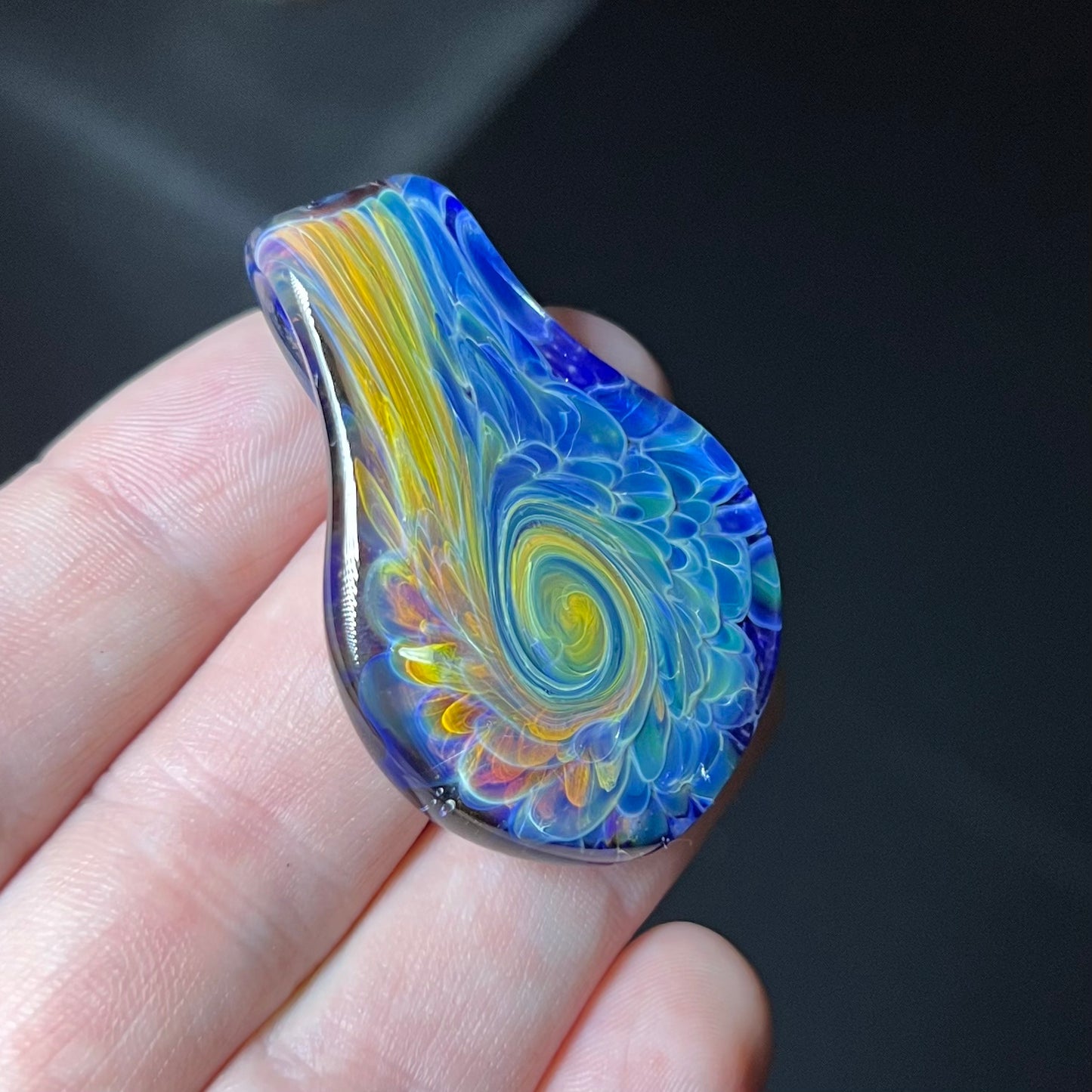 Color Burst Swirl Teardrop Pendant