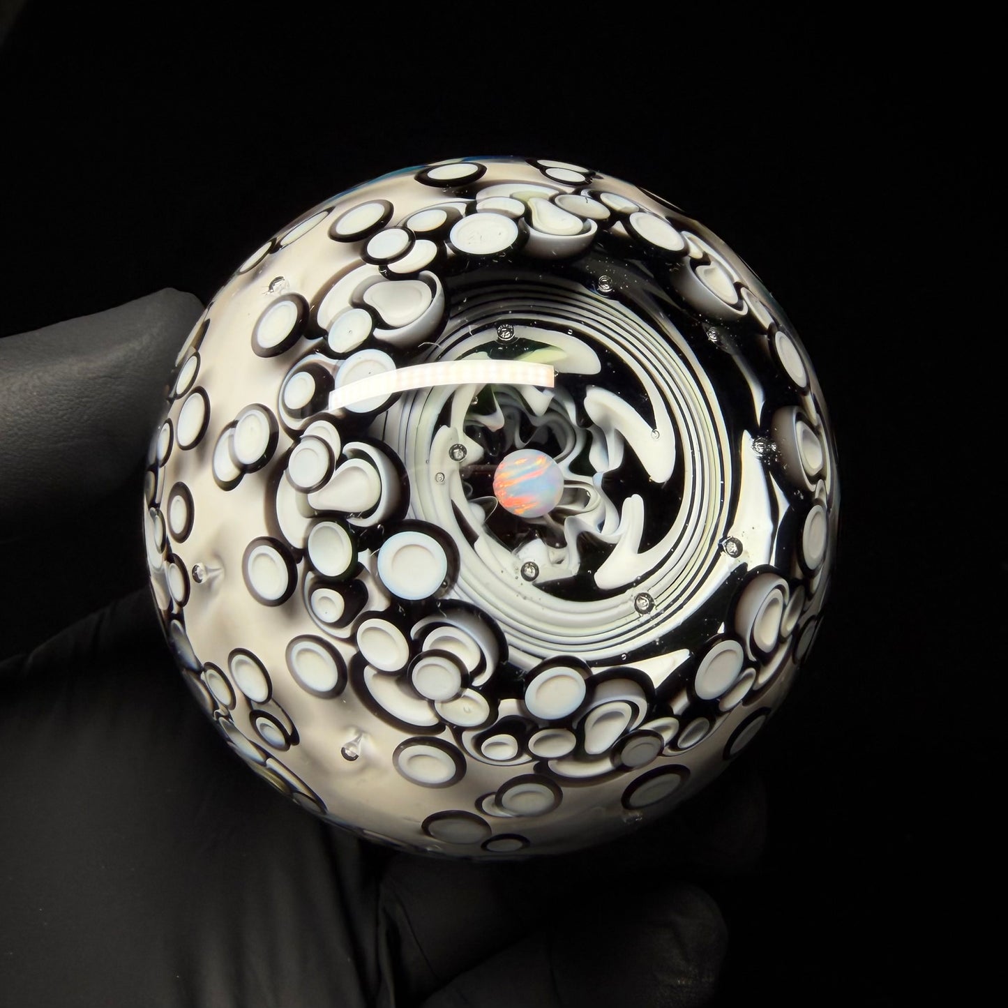 UV Black and White Opal Eater Cave Marble