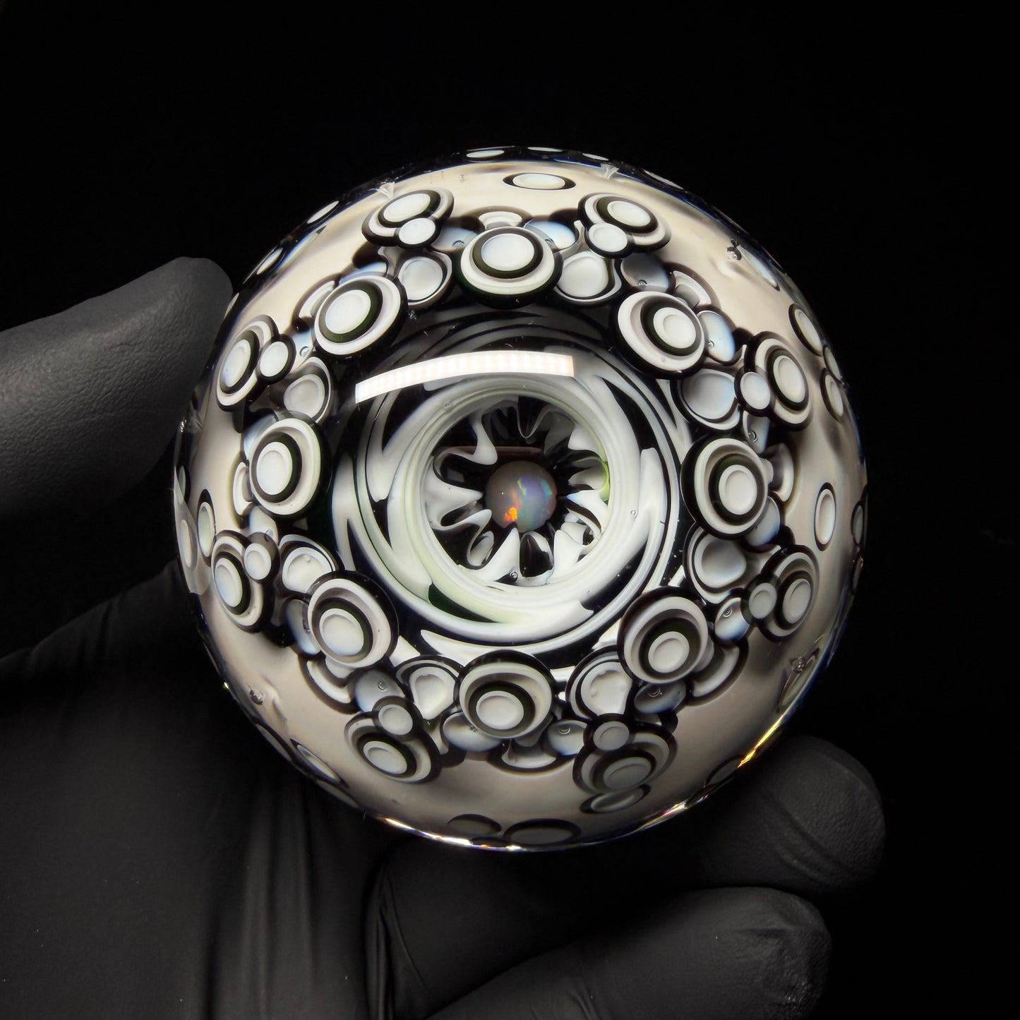 UV Black and White Opal Eater Cave Marble