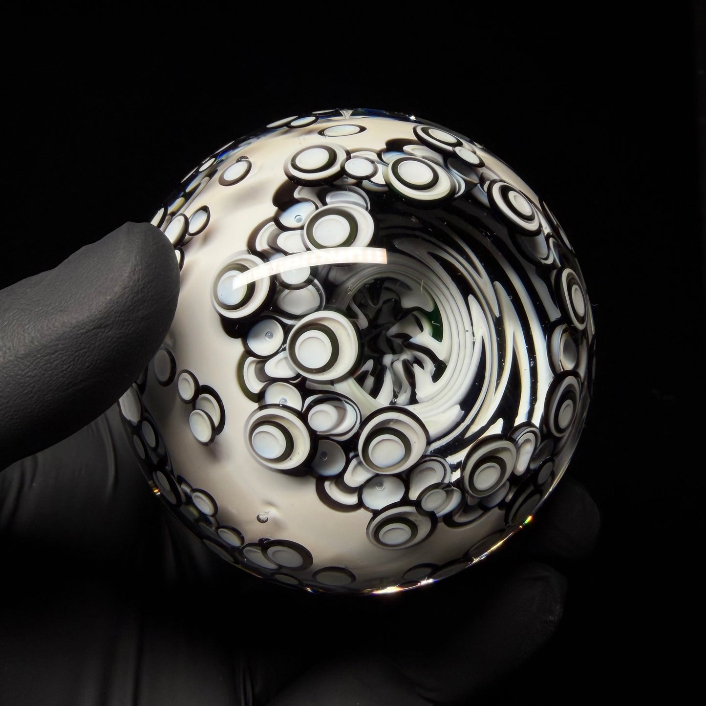 UV Black and White Opal Eater Cave Marble