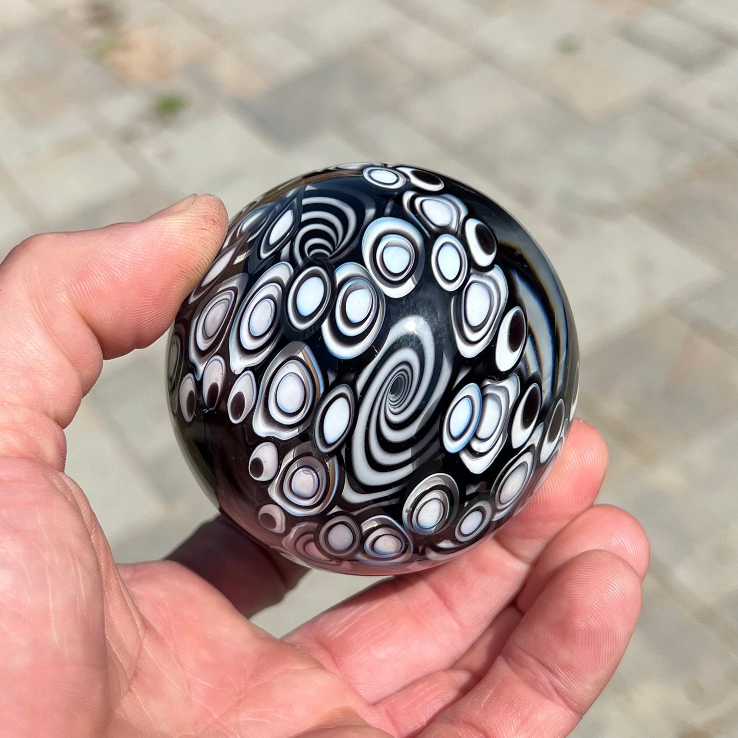 Black and White Twisted Opal Eater Cave Marble