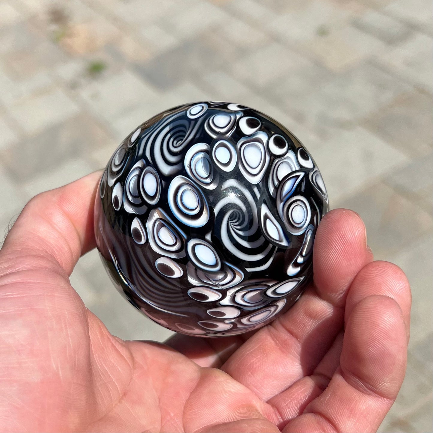 Black and White Twisted Opal Eater Cave Marble